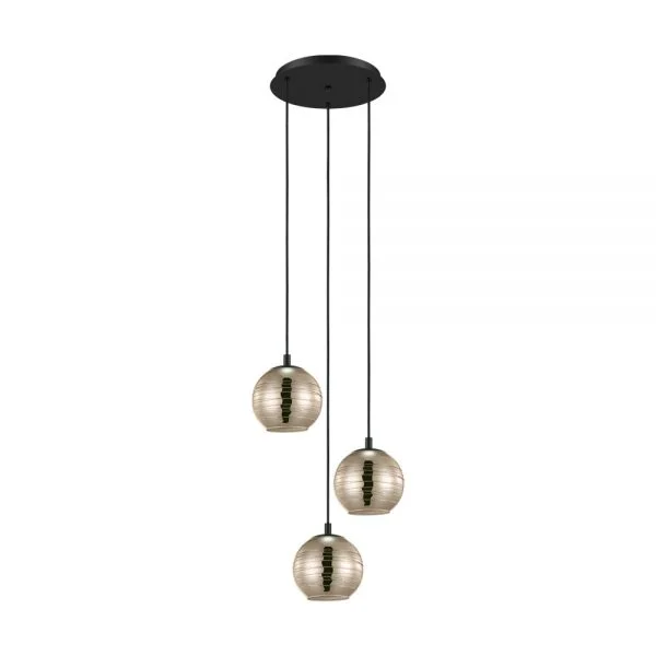 Eglo 39685 İç Mekan " Lemorıeta " Siyah Renk Dökme Çelik Sarkıt Lamba Ip20 E27 Max: 3X40W  Çap: 44 Cm