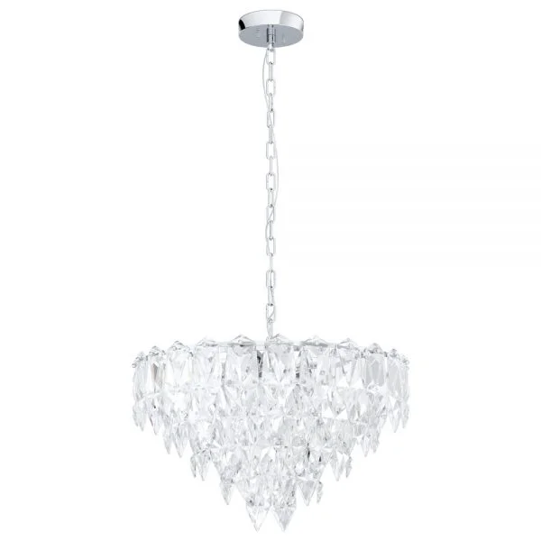Eglo 39724 İç Mekan " Carvarıo " Krom Renk Dökme Çelik 10 Lu Kristal Sarkıt Lamba Ip20 E14 Max: 10X40W  Çap: 60 Cm