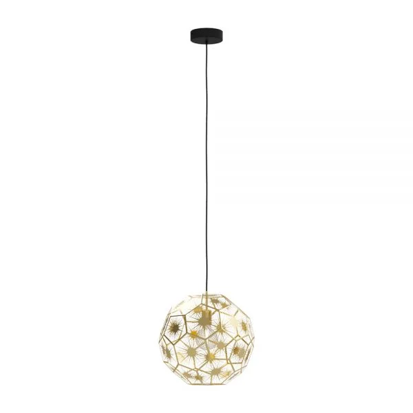 Eglo 39754 İç Mekan " Skoura " Siyah, Pirinç Renk Dökme Çelik Tekli Sarkıt Lamba Ip20 E27 Max: 1X60W  Çap: 30 Cm