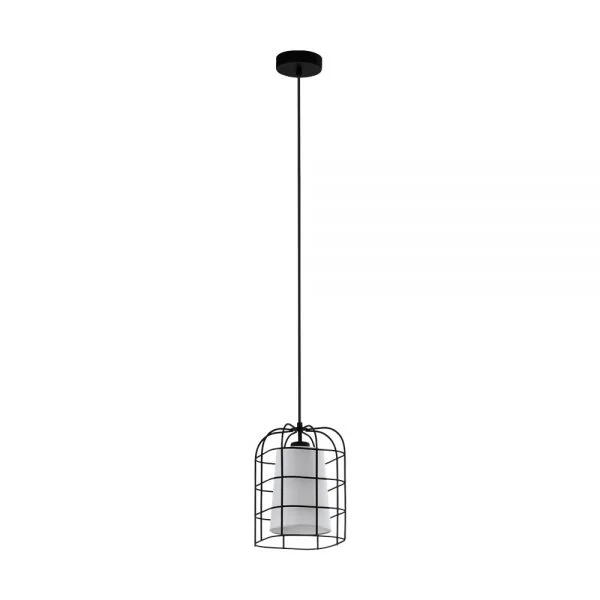 Eglo 43354 İç Mekan " Bıttams " Siyah Renk Dökme Çelik Tekli Sarkıt Lamba Ip20 E27 Max: 1X28W En: 19 Cm