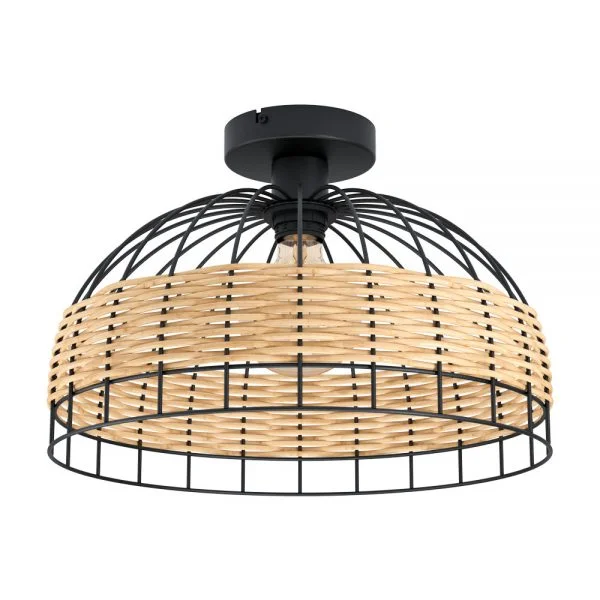 Eglo 43398 İç Mekan " Anwıck " Siyah Renk Dökme Çelik Tavan Lambası Ip20 E27 Max: 1X60W  Çap: 38 Cm