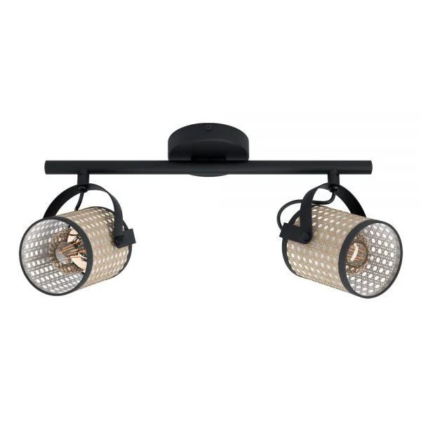 Eglo 43494 İç Mekan " Ruscomb " Siyah Renk Dökme Çelik Sıva Üstü Spot Lambası Ip20 E27-Led Max: 2X10W En: 44 Cm