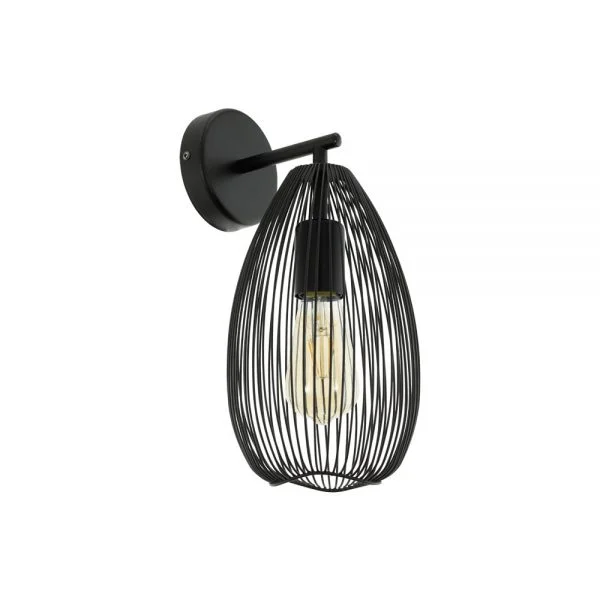 Eglo 49143 İç Mekan " Clevedon " Siyah Renk Dökme Çelik Duvar Lambası Ip20 E27 Max: 1X60W En: 17 Cm