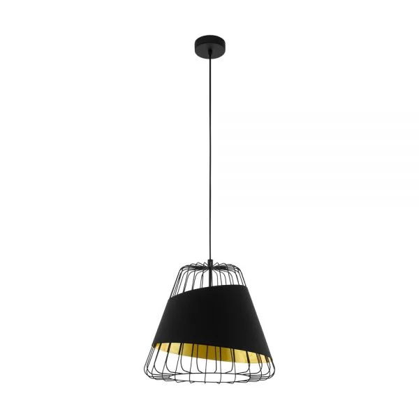 Eglo 49446 İç Mekan " Austell " Siyah Renk Dökme Çelik Tekli Sarkıt Lamba Ip20 E27 Max: 1X60W  Çap: 36 Cm