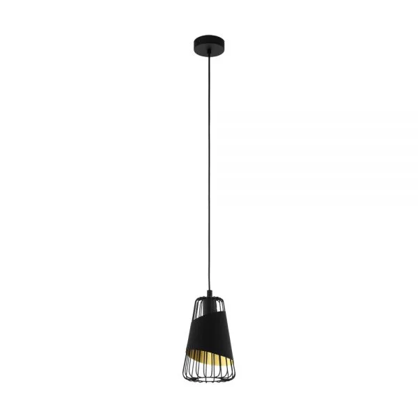 Eglo 49447 İç Mekan " Austell " Siyah Renk Dökme Çelik Tekli Sarkıt Lamba Ip20 E27 Max: 1X60W  Çap: 16,5 Cm