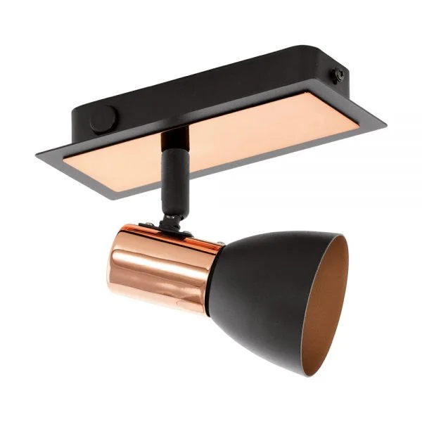 Eglo 94584 İç Mekan " Barnham " Siyah, Bakır Renk Dökme Çelik Sıva Üstü Spot Aydınlatma Ip20 Gu10-Led Max: 1X3W En: 16,5 Cm