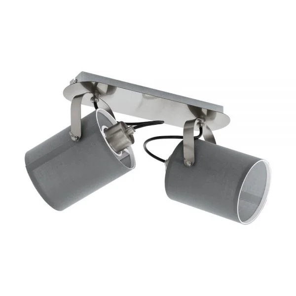 Eglo 98139 İç Mekan " Vıllabate " Mat Nikel Renk Dökme Çelik Sıva Üstü Spot Aydınlatma Ip20 E27-Led Max: 2X10W En: 33,5 Cm