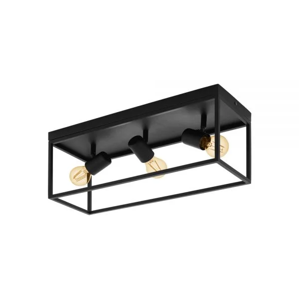 Eglo 98333 İç Mekan " Sılentına " Siyah Renk Dökme Çelik Tavan Aydınlatması Ip20 E27 Max: 3X40W En: 54 Cm