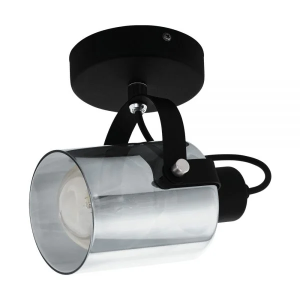 Eglo 99052 İç Mekan " Berregas " Siyah, Krom Renk Dökme Çelik Sıva Üstü Spot Aydınlatma Ip20 E27 Max: 1X28W  Çap: 11 Cm
