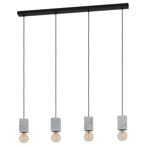 Eglo 43598 İç Mekan " Prestwıck 3 " Siyah Renk Dökme Çelik Sarkıt Lamba Ip20 E27 Max: 4X40W En: 92,5 Cm