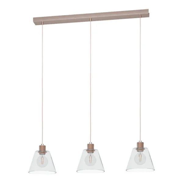 Eglo 43632 İç Mekan " Copley " Pembe Altın Renk Çelik, Alüminyum Sarkıt Lamba Ip20 E27 Max: 3X40W En: 90 Cm
