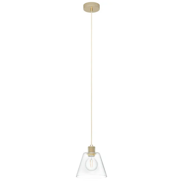 Eglo 43633 İç Mekan " Copley " Altın Renkli Renk Çelik, Alüminyum Tekli Sarkıt Lamba Ip20 E27 Max: 1X40W  Çap: 20 Cm