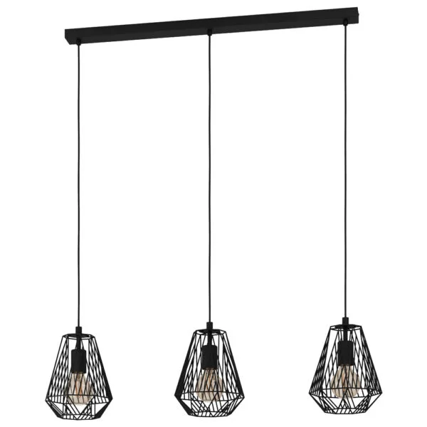 Eglo 43693 İç Mekan " Stype " Siyah Renk Dökme Çelik Sarkıt Lamba Ip20 E27 Max: 3X40W En: 96 Cm