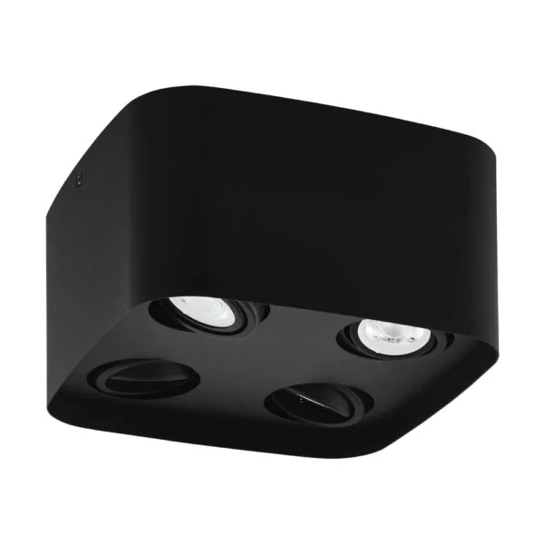 Eglo 99675 İç Mekan " Camınales-Z " Siyah Renk Dökme Çelik Tavan Aydınlatması Gu10-Led Max: 4X4,9W En: 24 Cm