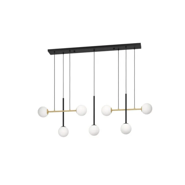 Eglo 390178 İç Mekan " Paz " Siyah, Fırçalanmış Pirinç Renk Dökme Çelik Sarkıt Lamba Ip20 E14 Max: 7X40W En: 144,5 Cm