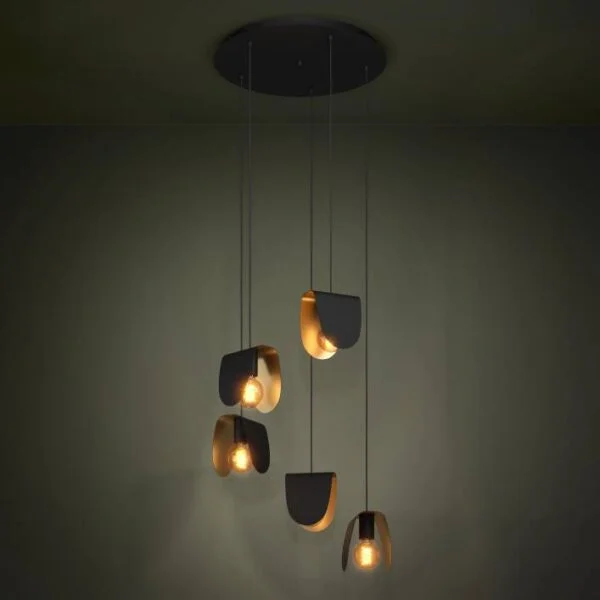 Eglo 390183 İç Mekan " Serenara " Siyah, Altın Renk Dökme Çelik Sarkıt Lamba Ip20 E27 Max: 5X40W  Çap: 50 Cm