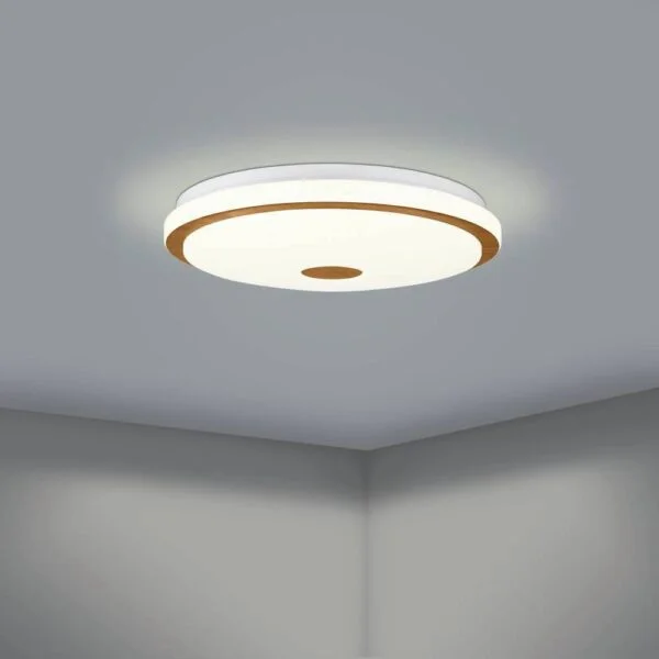 Eglo 900599 İç Mekan " Lancıano 1 " Beyaz, Kahverengi Renk Çelik, Ahşap Led Tavan Lambası Ip20 Max: 35W  Çap: 48 Cm