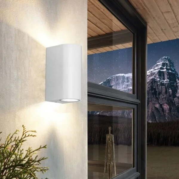 Eglo TEŞHİR 34003 Dış Mekan " Calvıllo " Beyaz Alüminyum Duvar Aplik Aydınlatma Gu10-Led Max: 2X2,8W Ip44 Boy: 14 Cm
