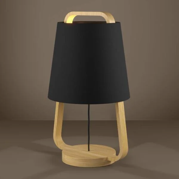 Eglo 390187 İç Mekan " Camaloza " Siyah, Kahverengi Renk Çelik, Ahşap Masa Lambası Ip20 E27 Max: 1X40W  Çap: 24 Cm