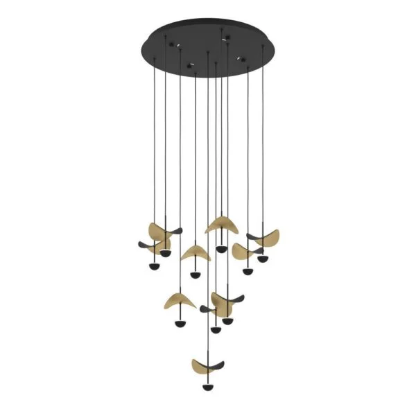 Eglo 390339 İç Mekan " Dracera " Siyah Renk Dökme Çelik 10 Lu Kristal Sarkıt Lamba Ip20 Led Max: 10X2,3W  Çap: 58 Cm