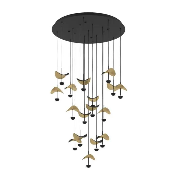 Eglo 390341 İç Mekan " Dracera " Siyah Renk Dökme Çelik Sarkıt Lamba Ip20 Led Max: 17X2,3W  Çap: 78 Cm