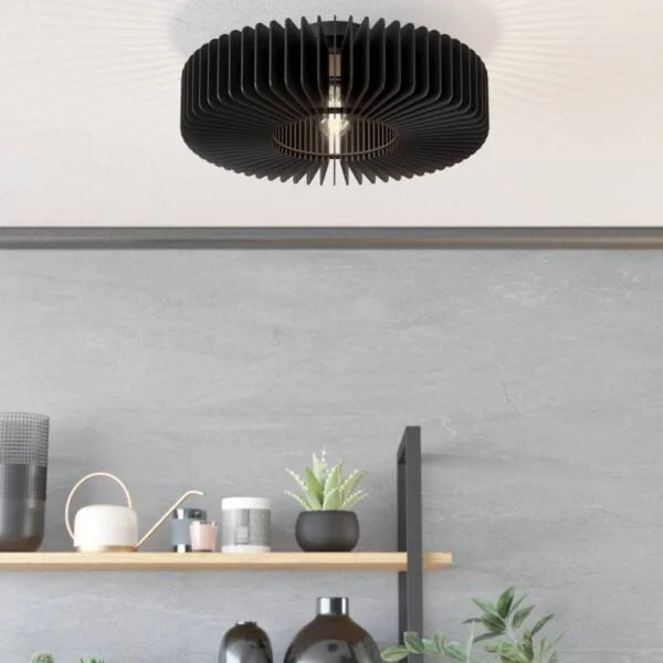 Eglo 900831 İç Mekan " Palombaıa " Siyah Renk Dökme Çelik Tavan Lambası Ip20 E27 Max: 1X40W  Çap: 50 Cm
