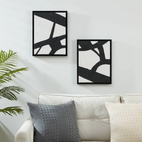 Eglo 423036 "Roberval" Siyah Beyaz 43X33cm Dekoratif Resim 2'Li Set