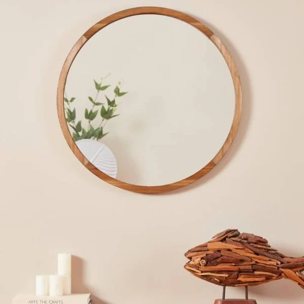 Eglo 425038 "Banı" Kahverengi Ahşap Dekoratif Ayna 70cm Çapında