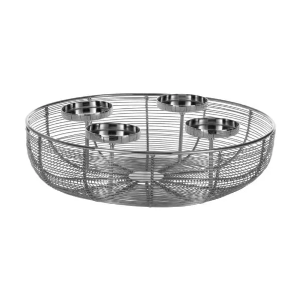 Eglo 427161 "Hagony" Gümüş Metal Şamdan- Mumluk 10cm Yüksekliğinde 36cm Çapında