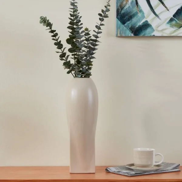 Eglo 421016 "Shıma" 40cm Yüksekliğinde 14cm Çapında Bej Seramik Vazo