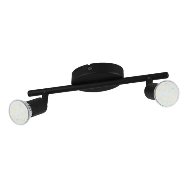 Eglo 32429 İç Mekan " Buzz-Led " Siyah Renk Dökme Çelik Sıva Üstü Spot Lambası Ip20 Gu10-Led Max: 2X2,8W En: 28,5 Cm