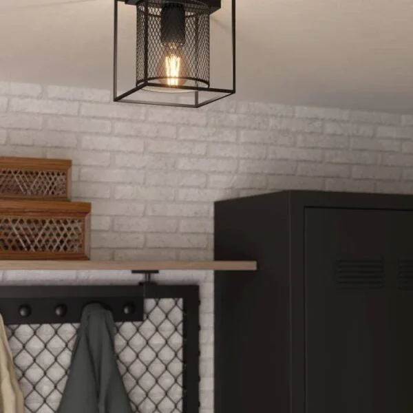 Eglo 43771 İç Mekan " Catterıck " Siyah Renk Dökme Çelik Tavan Lambası Ip20 E27 Max: 1X40W En: 16,5 Cm