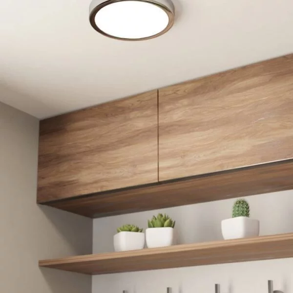 Eglo 900641 İç Mekan " Fueva 5 " Krom Renk Dökme Çelik Led Sıva Üstü Tavan Lambası Ip44 Max: 17W  Çap: 21 Cm