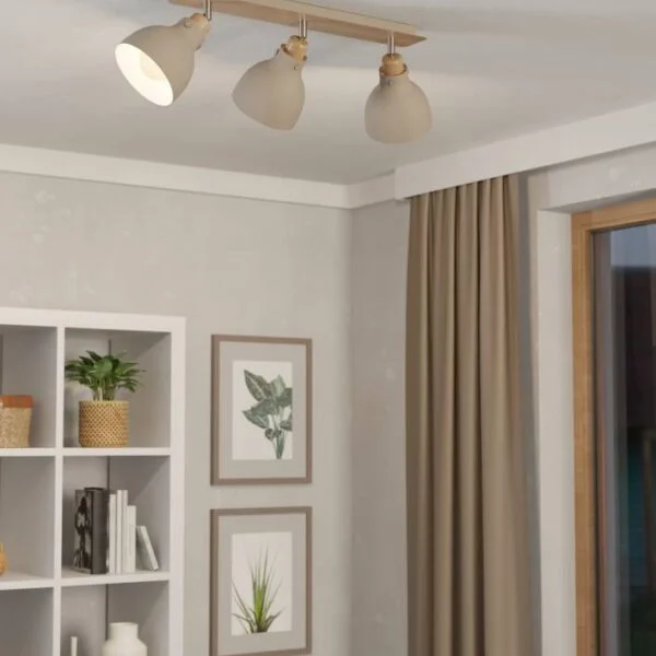 Eglo 900713 İç Mekan " Arrecıfe " Kahverengi, Mat Nikel Renk Dökme Çelik Sıva Üstü Spot Lambası Ip20 E27 Max: 3X28W En: 74,5 Cm