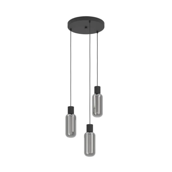 Eglo 901004 İç Mekan " Maıone " Siyah Renk Dökme Çelik Sarkıt Lamba Ip20 E27-Led Max: 3X4W  Çap: 30 Cm